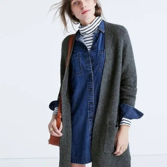 Madewell Sweaters - Madewell Backstage Gray Open Wool Blend Knit Cardigan Sweater